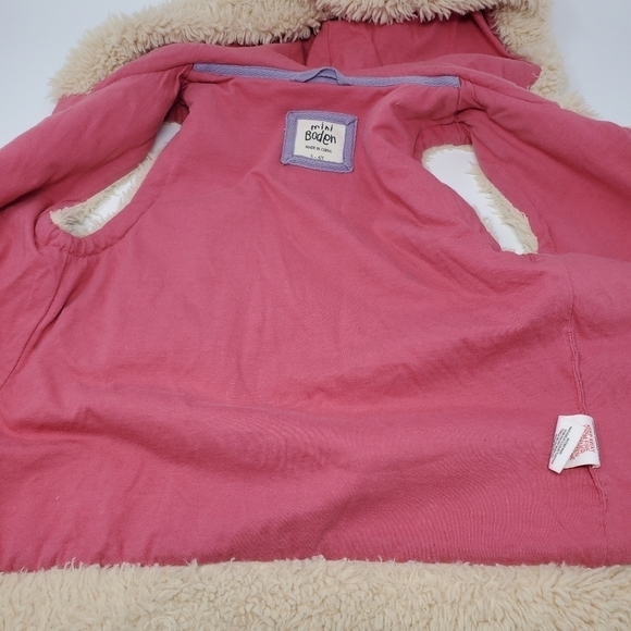 MINI BODEN FAUX FUR SHERPA FULL ZIP VEST WITH HOOD CREAM YOUTH GIRLS SIZE 5 - 6Y - Picture 7 of 13